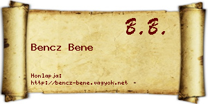 Bencz Bene névjegykártya